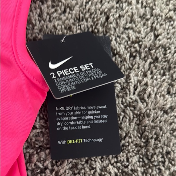 NWT Nike Baby Vibrant Pink Top and Charcoal Biker Shorts Set - Picture 2 of 5
